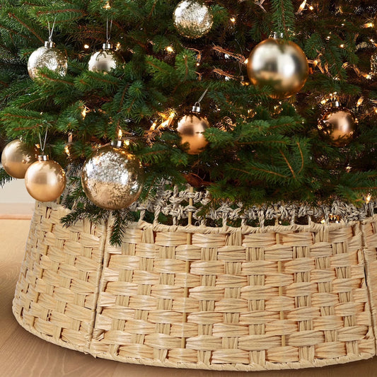 26 Inch Christmas Tree Collar, Christmas Tree Skirt Cover for Christmas Tree Decorations | Wooden | Natural