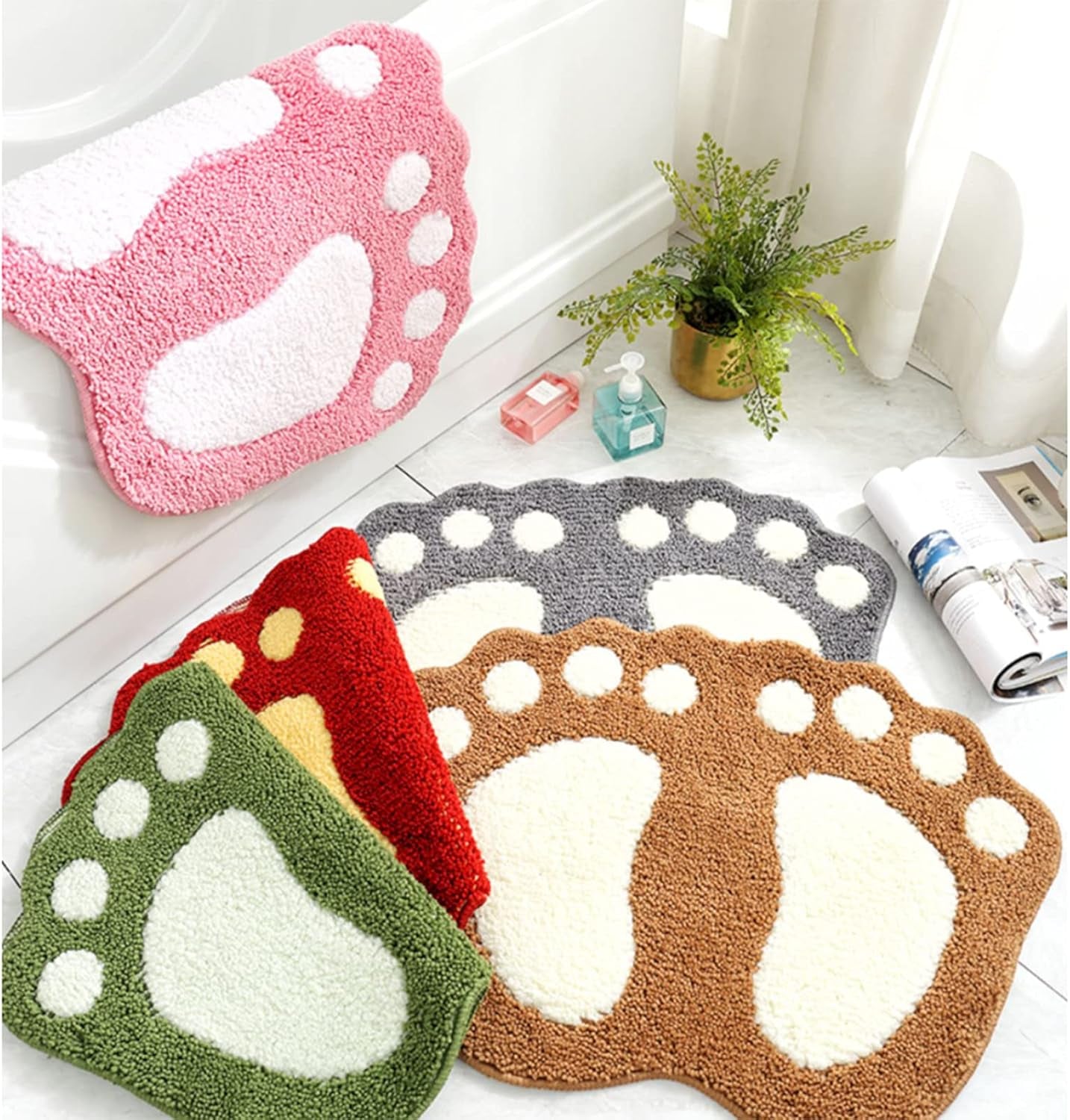Bathroom Rugs Mats Water Absorbent Non-Slip Mat Used in Bathroom, Shower, Room, Etc.Soft Microfiber Bath Mat Machine Washable Bath Mat Bathroom Mat (Brown, 19X26 Inch)