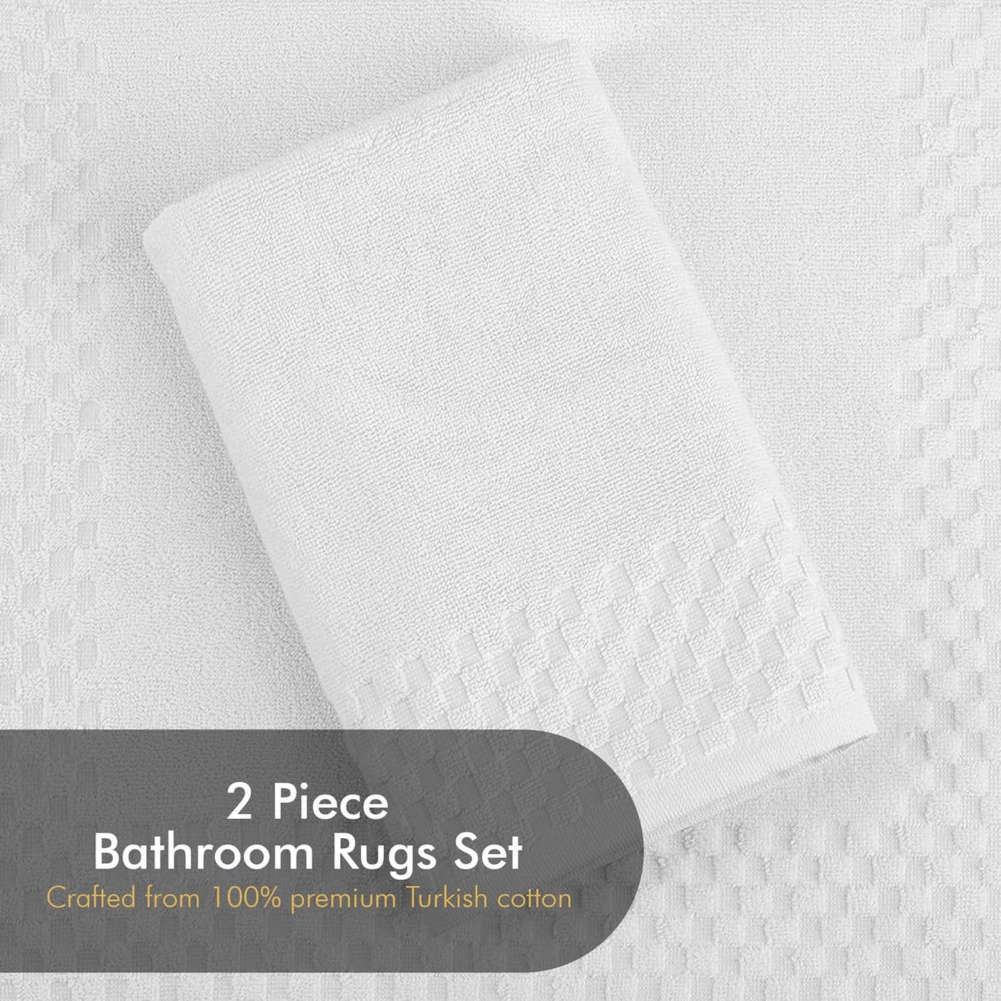 CTT - 2 Piece Bathroom Rugs Set, 100% Cotton Bath Mats, Comfy & Highly Absorbent Bathroom Floor Mats, Machine Washable | 20"X34"