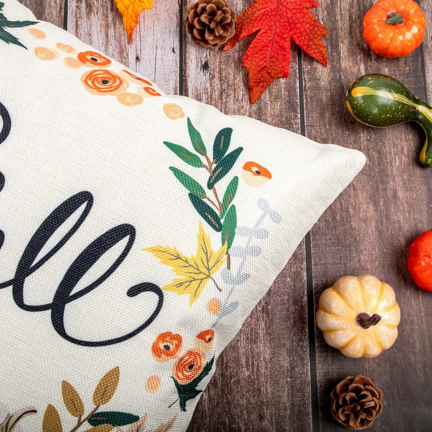 Fall Pillow Covers 18×18 Inch Set of 4 Autumn Pumpkin Pillow Covers Holiday Rustic Linen Pillow Case for Sofa Couch Farmhouse Thanksgiving Fall Decorations Throw Pillow Covers