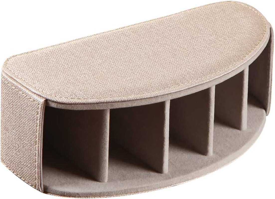 PU Leather Remote Control Organizer Box with 5 Compartments - Desktop & Bedside Storage for TV Remotes,Dvds,Blu-Ray,Glasses,Pens,Media Players Multi-Purpose Holder(Beige Cloth)