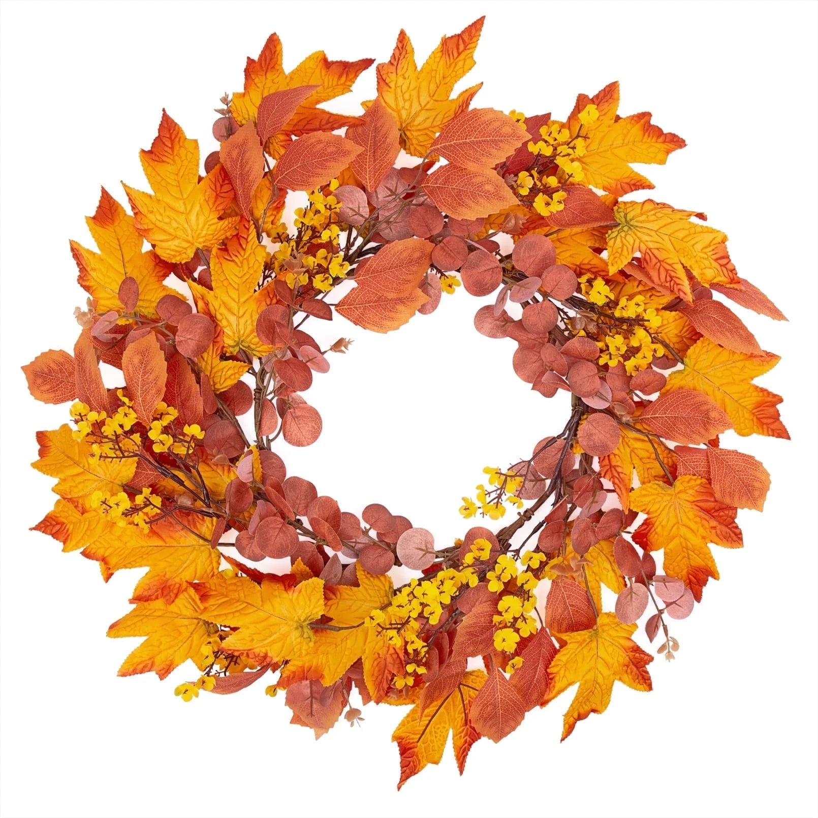 Fall Wreaths for Front Door, 20" Artificial Maple Leaf Autumn Door Wreaths Farmhouse Fall Decorations for Home