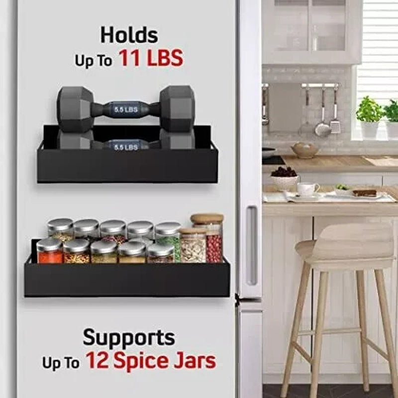 2 Magnetic Fridge Storage Shelf Spice Rack Space Saving for Side of Refrigerator