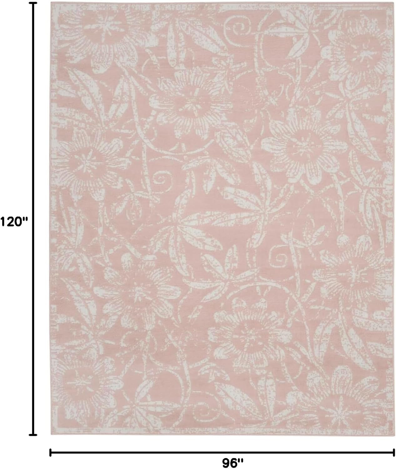 Home Whimsicle Floral Pink 8' X 10' Area Rug, Easy Clean, Non Shedding, Bed Room, Living Room, Dining Room, Kitchen (8X10)