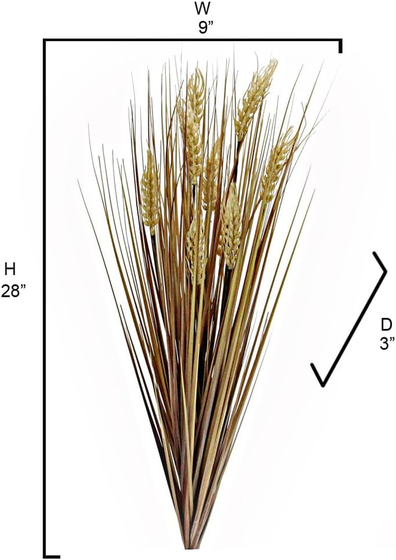Artificial Wheat Grain Grass Bush Plant - 28" Tall - for Home Decor, Weddings, Offices, Events, Fall Greenery Wheat Arrangement Party Table Decor