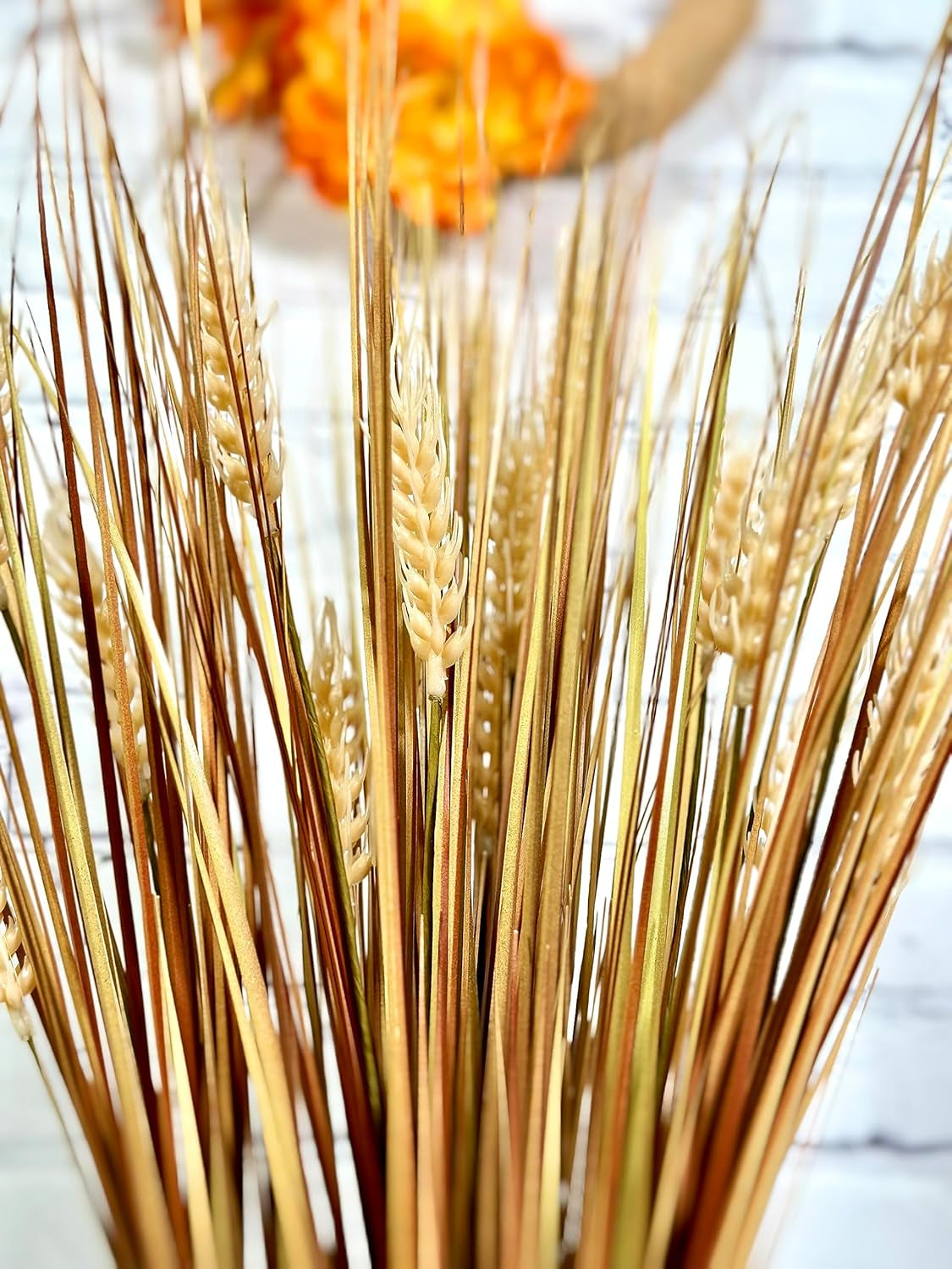 Artificial Wheat Grain Grass Bush Plant - 28" Tall - for Home Decor, Weddings, Offices, Events, Fall Greenery Wheat Arrangement Party Table Decor