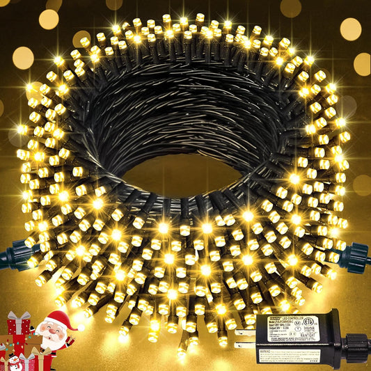 66Ft 200 LED Christmas Lights Outdoor, Warm White Christmas Tree Lights Indoor Plug In, 8 Modes Twinkle String Light for outside Bedroom Wedding Party Classroom Dorm Ceiling Home Decorations
