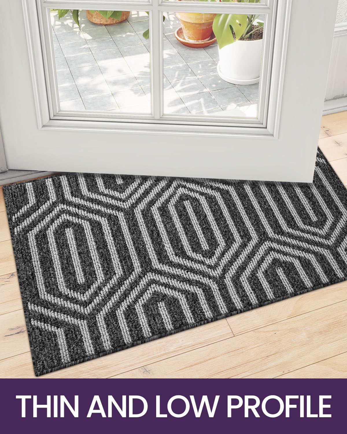 Front Door Mats for Entryway, Non Slip Washable Low-Profile Entry Doormat, Absorbent Resist Dirt inside Floor Entrance Mat, Patio, 32X48, Black