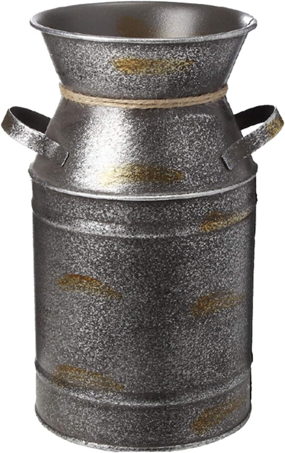 7.5" High Rustic Decorative Vase with Greetings and Rope Design, Metal Milk Can Country Jug for Living Room, Bedroom, Kitchen(Family)