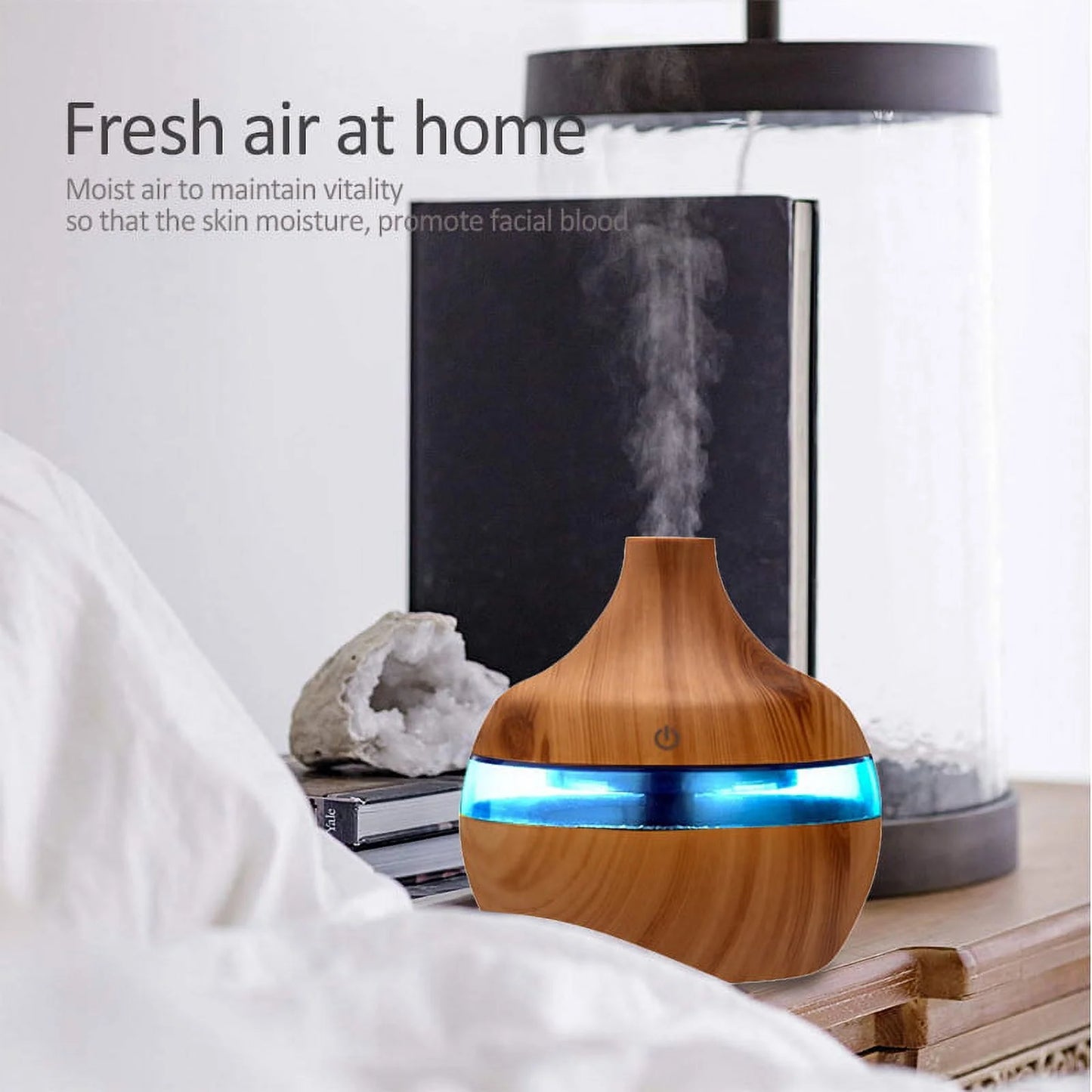 Diffusers for Essential Oils 300Ml Cool Mist Humidifiers for Bedroom, Aromatherapy Air Freshener Auto Shut-Off Timer 7 Colors LED Lights for Home Office Car