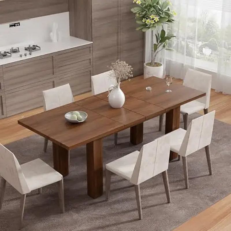 Extendable Dining Table for 6 8 10, 55'' to 78" Expandable Dining Room Table Modern Large Transformer Rectangle Dining Room Tab