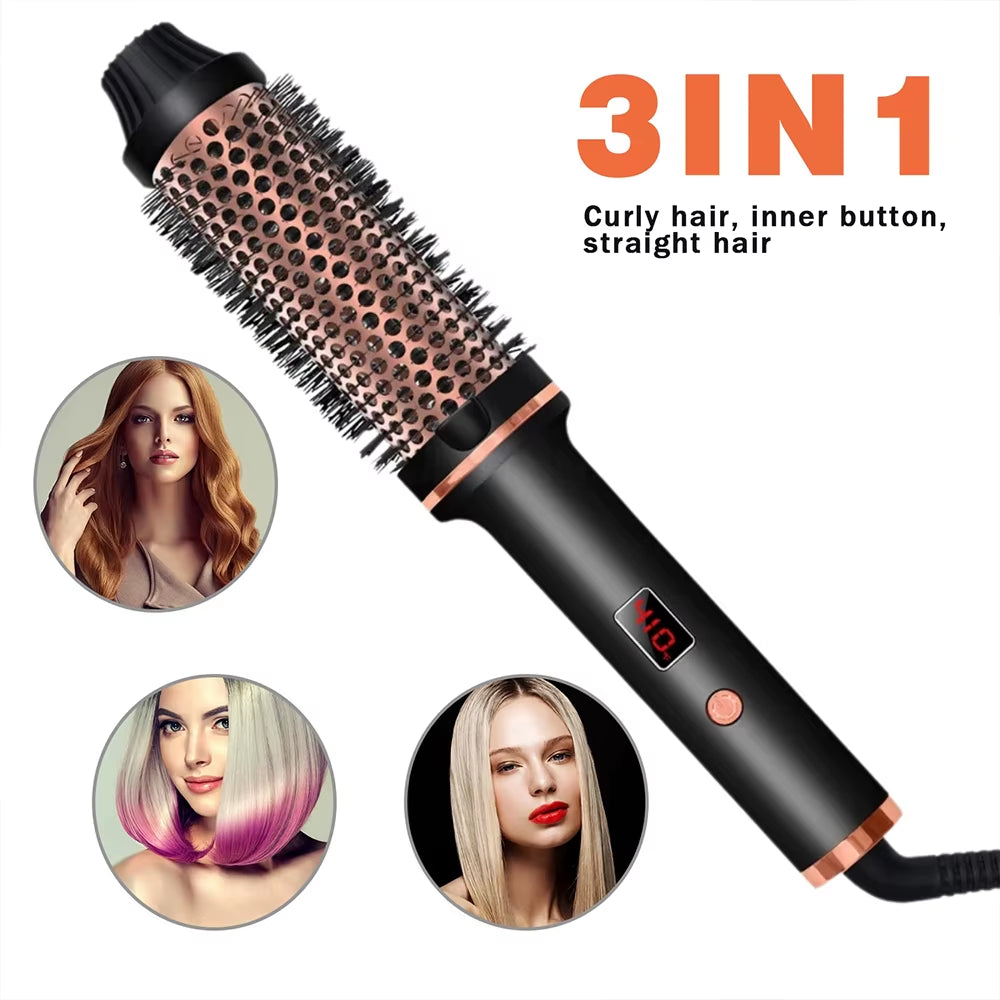 Thermal Brush Ceramic Ionic Curling Brush 1.5 Inch Heated Curling Iron Volumizer Dual Voltage Travel Hair Curler Curling Comb