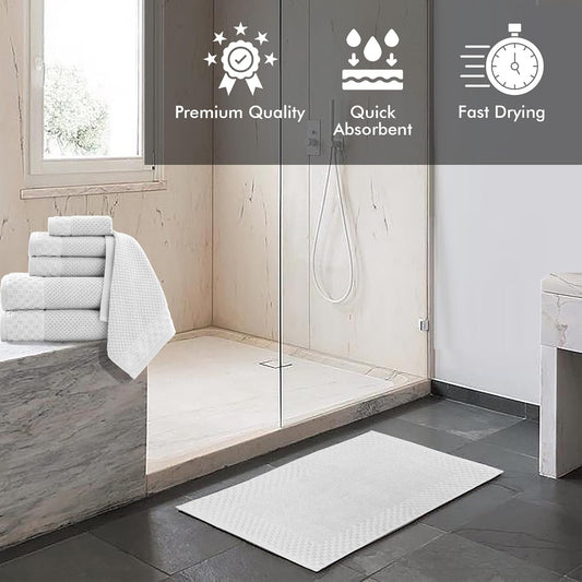 CTT - 2 Piece Bathroom Rugs Set, 100% Cotton Bath Mats, Comfy & Highly Absorbent Bathroom Floor Mats, Machine Washable | 20"X34"
