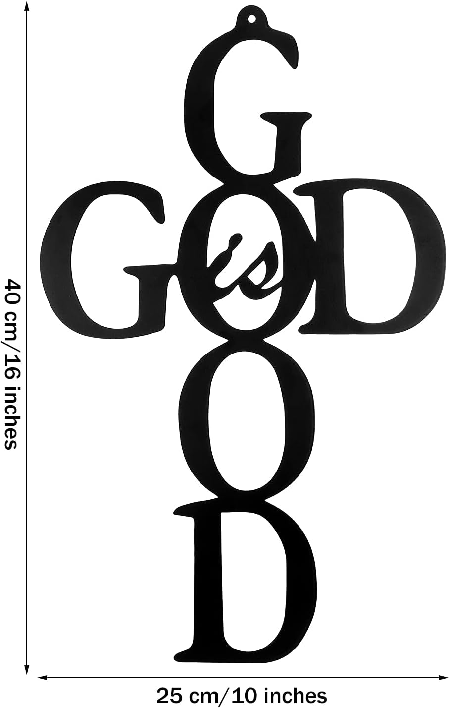 God Is Good Black Cross Metal Wall Art Hanging Sign Nice Religious Decor Present for Home Wall Decoration in Family Office (Metal, 9.84 X 15.75 Inch)