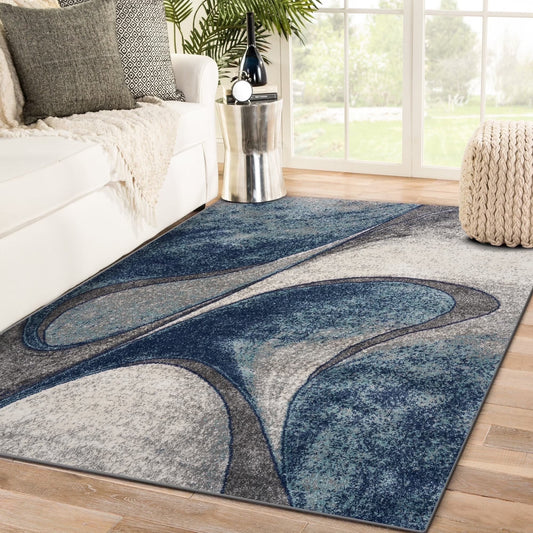 Tower Hill Modern Abstract Area Rug Blue 5X7 Carpet