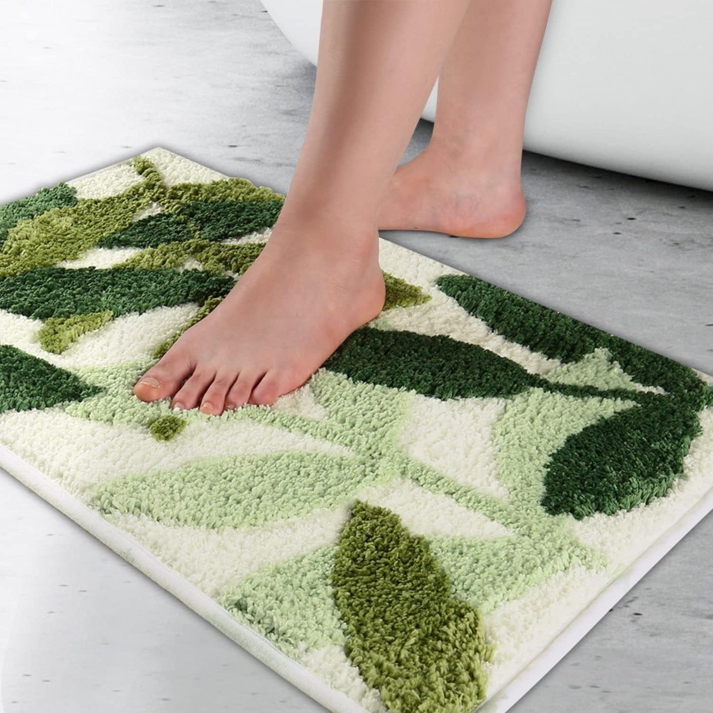 Bathroom Rugs 24X16In Blue Leaves Bath Mat for Bathroom Non Slip Machine Washable Soft Microfiber Absorbent Cute Bath Rug Plush for Tub Shower Sink Fluffy Home Decor Accessories